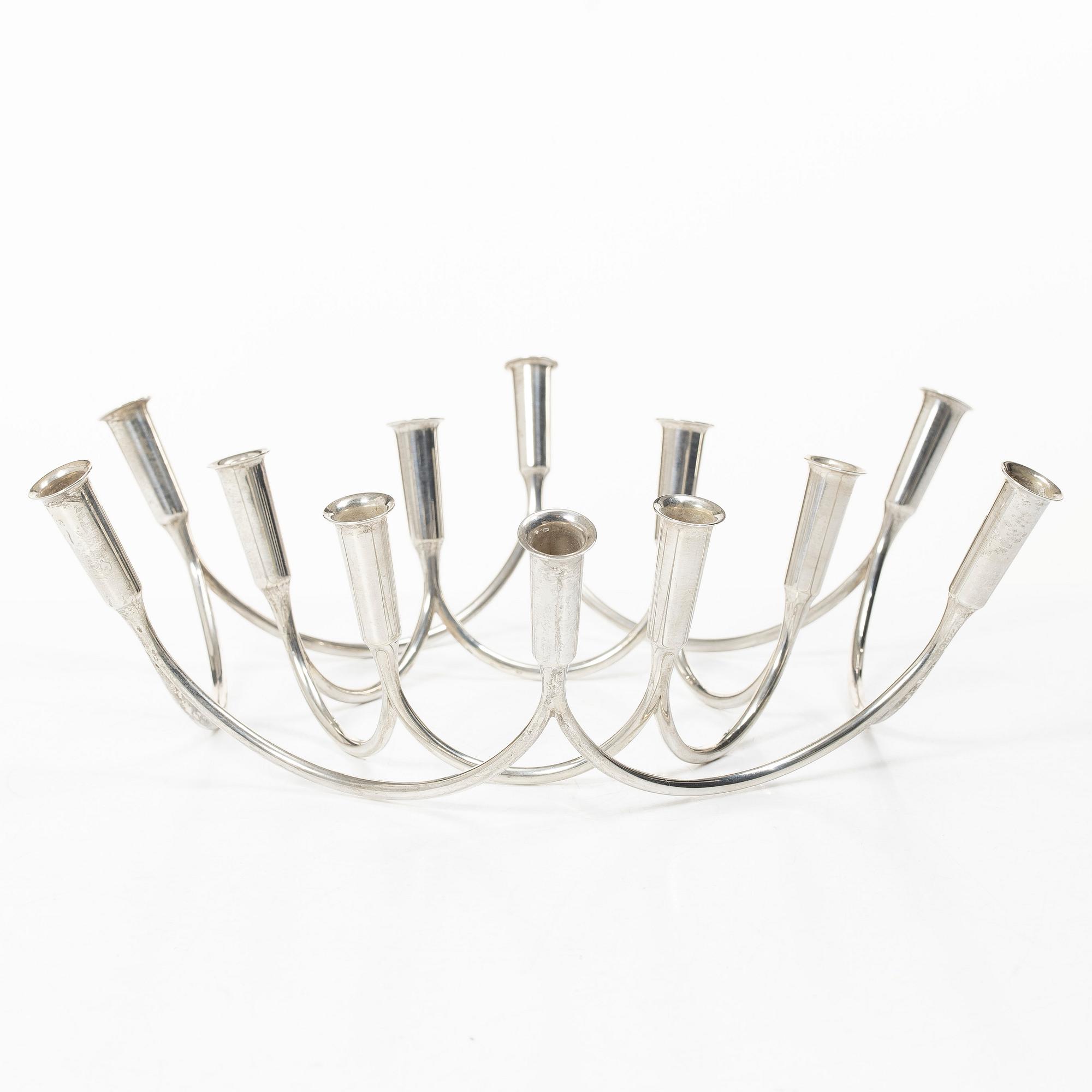 Eigil Jensen, candelabrum, 2 pieces, sterling silver, A Michelsen, Denmark, 1957–58.