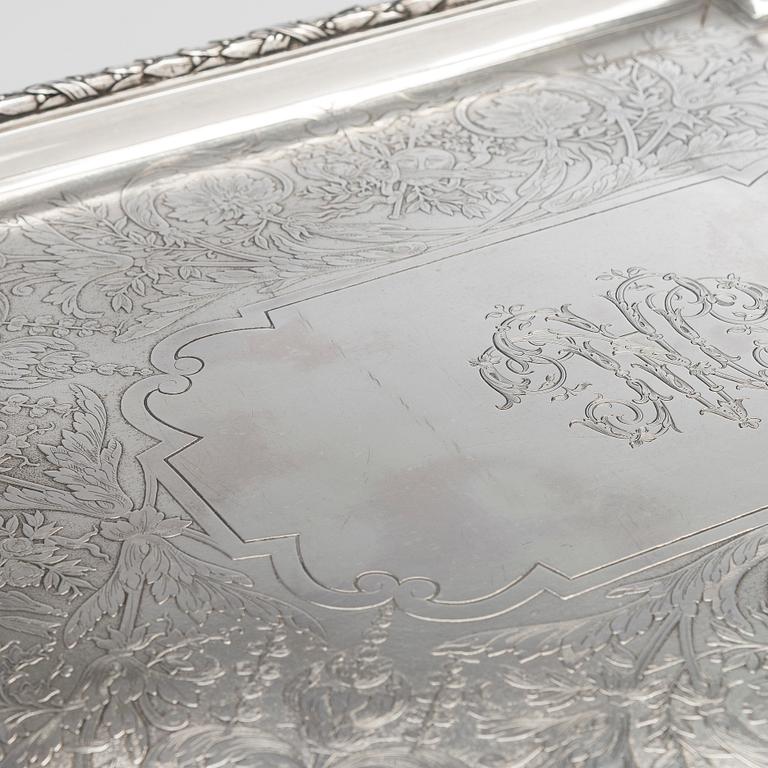 A French silver tray, maker's mark of Charles Mérite, before year 1892.