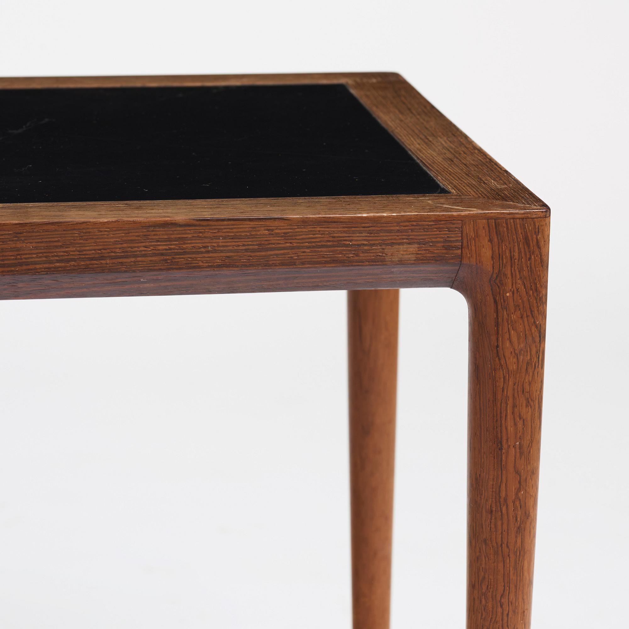 BERNT PETERSEN, a pair of rosewood veneered side tables from Wörts Möbelfabrik, Denmark, 1950's.