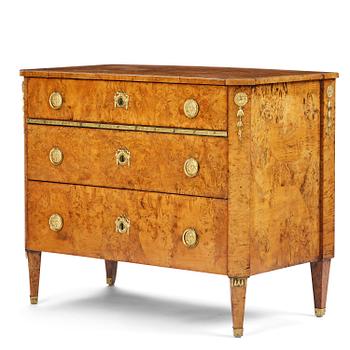 32. A late Gustavian burr-alder commode, early 19th century.
