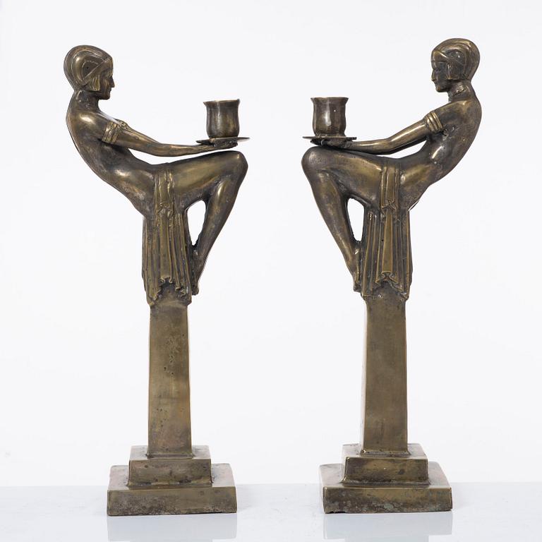 Candelabras, a pair, Art Deco style, 20th century.