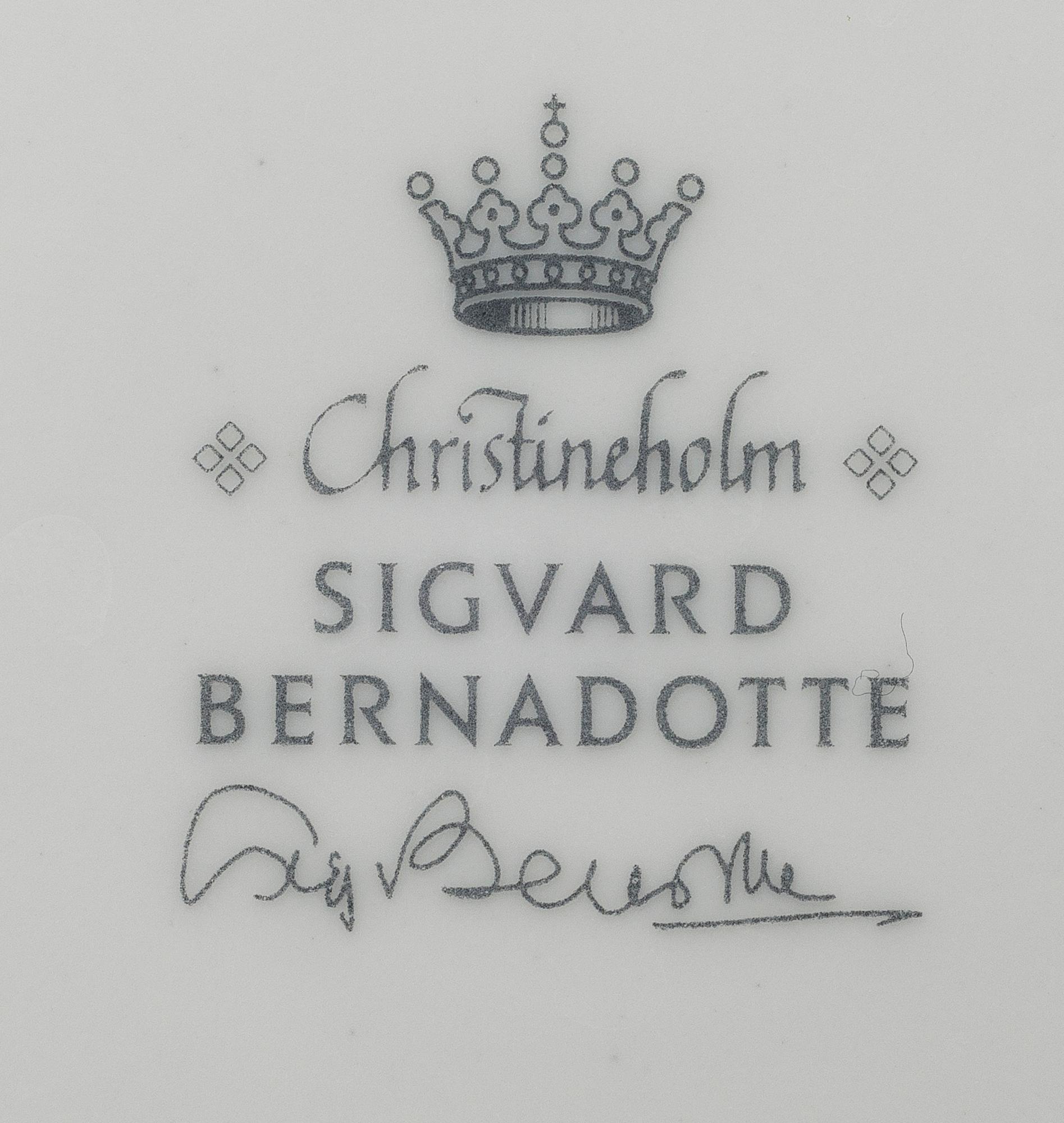 SIGVARD BERNADOTTE, 43 piece, porcelain tableware, "Christineholm"/"Marianne Royal Blue" Millenium 2000.