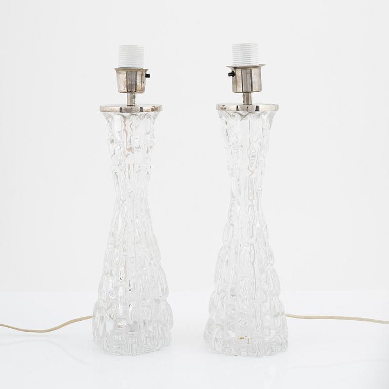 Carl Fagerlund, bordslampor ett par, Orrefors, 1900-talets andra hälft.