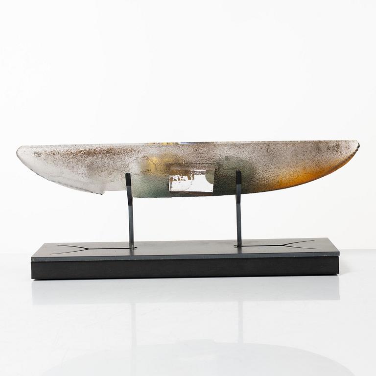 Bertil Vallien, skulptur, båt, glas, ed 48/60, Kosta Boda, signerad.