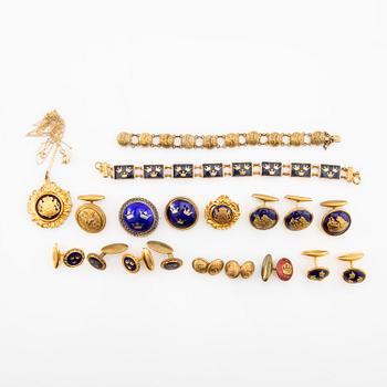 Cufflinks, brooches, bracelets and necklaces, partly Sporrong.