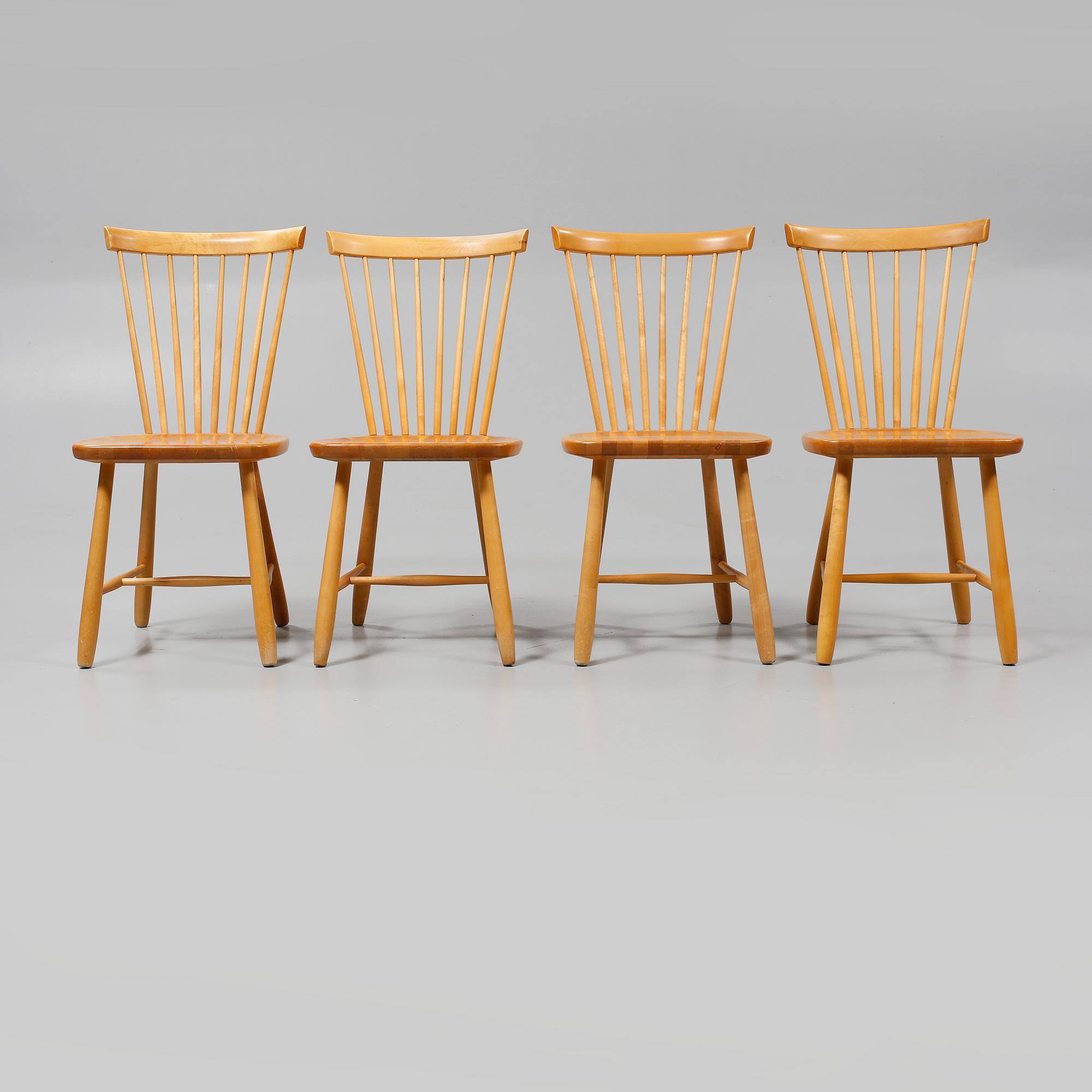 STOLAR, 4 st, "Lilla Åland", Carl Malmsten, Stolab, 1980-tal.