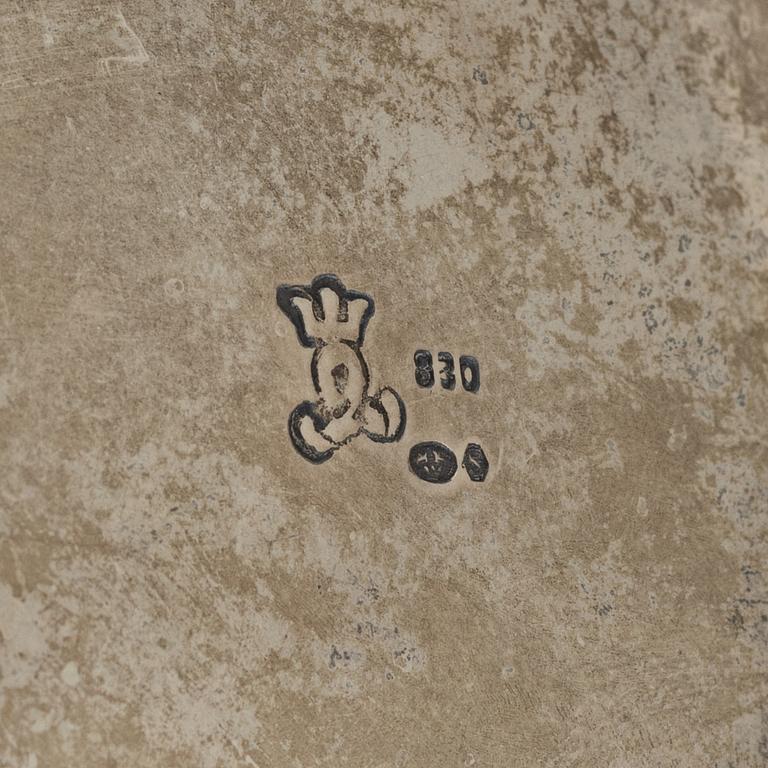 Kaffeservis, 3 delar silver, rokokostil, svenska importstämplar, 1900-tal.