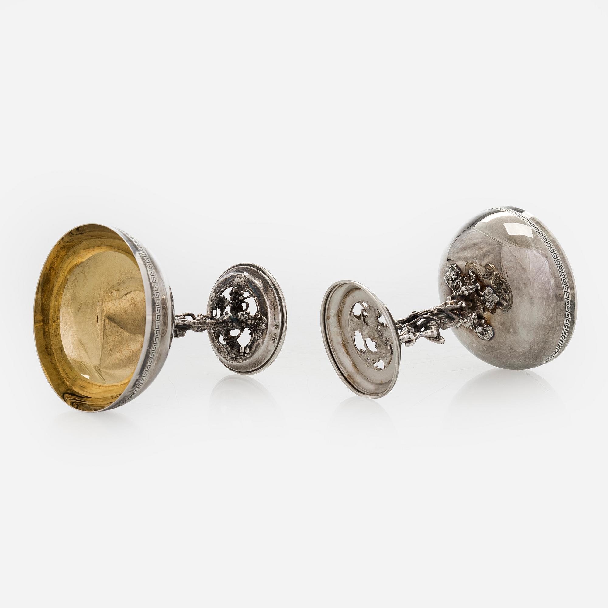 A set of ten sterling silver dessert bowls, Spain, mid-20th century.