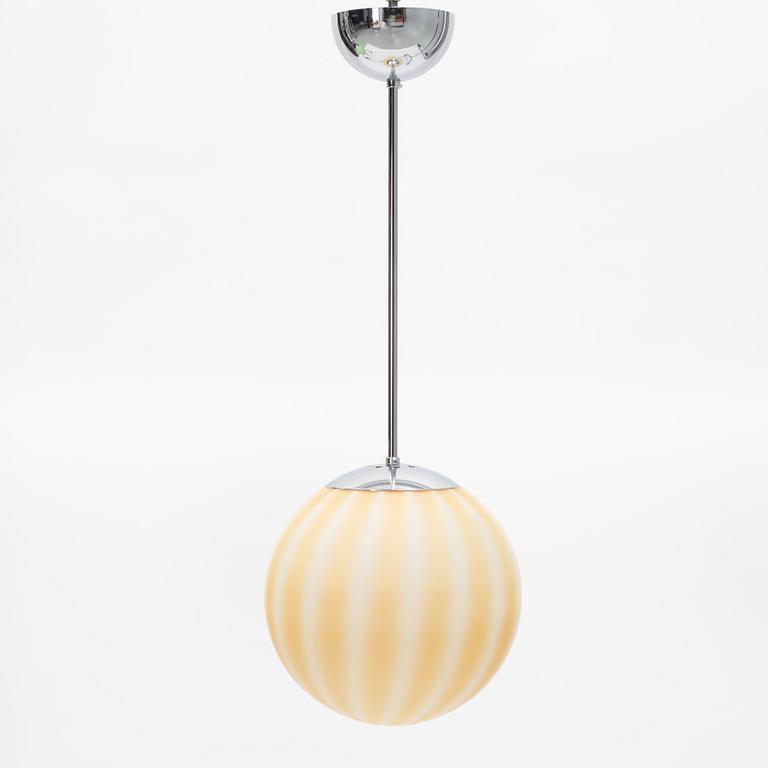 A chrome and glass ceiling lamp, 1930's/contemporary.