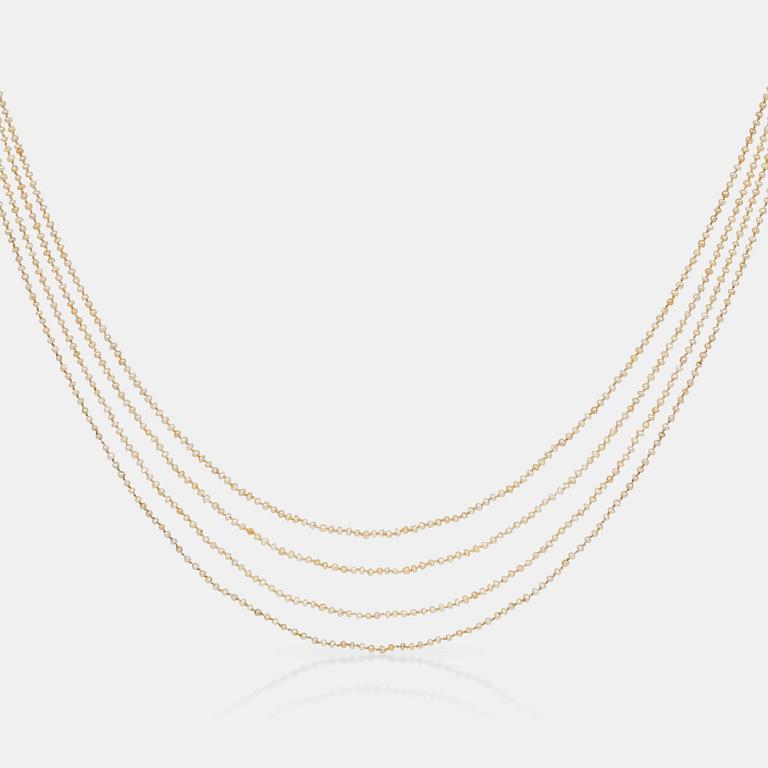 A 4-strand, probably natural saltwater pearl, necklace. Ø 2.4 - 2.6 mm.