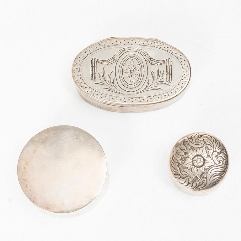 Dosor, 3 st,  silver, Sverige 1700-1800-tal.