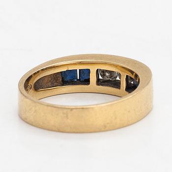An 18K gold ring, diamonds totalling approx. 0.26 ct and sapphires. Finnish hallmarks 1999.