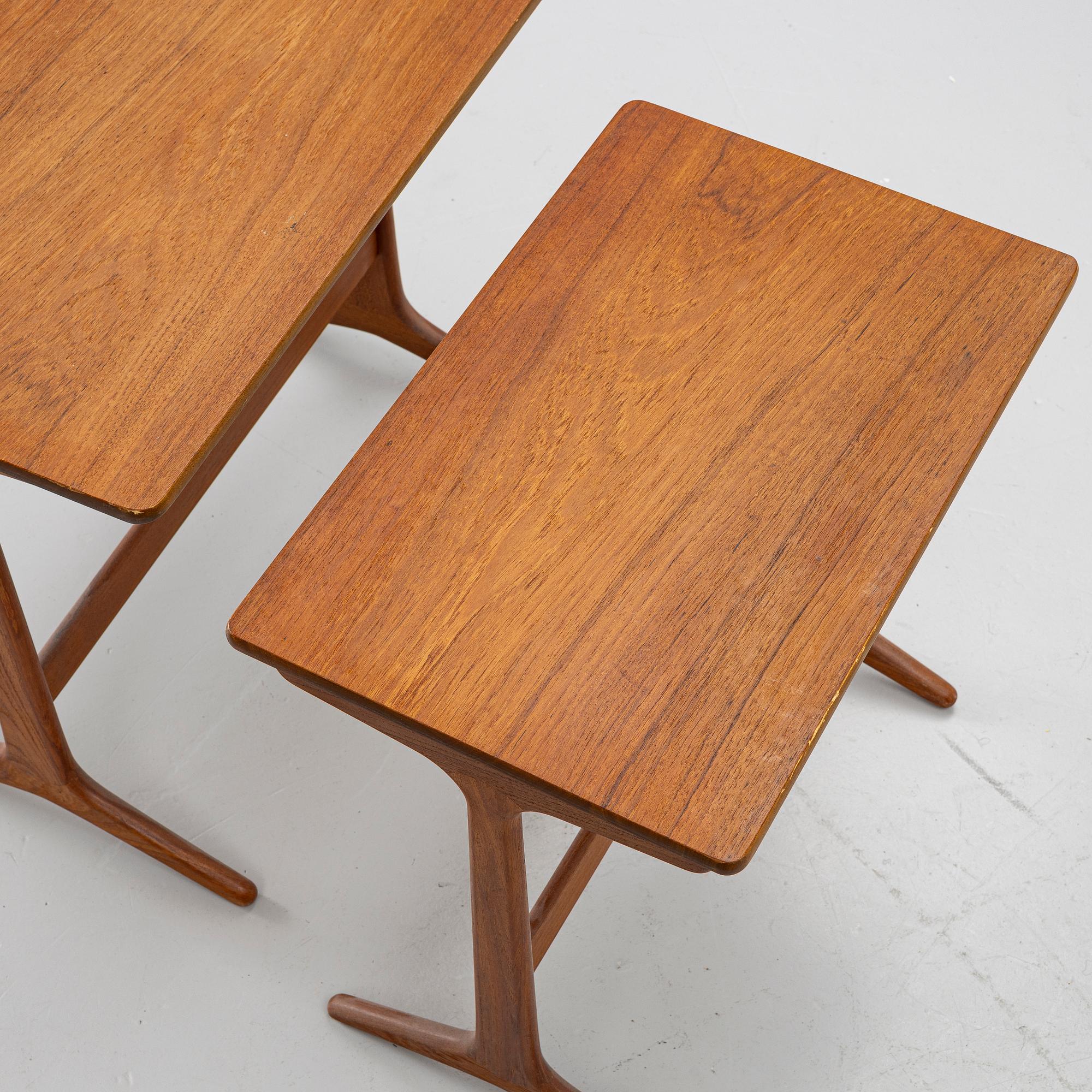 Erling Torvits, a three-piece nesting table, Denmark, 1960's.