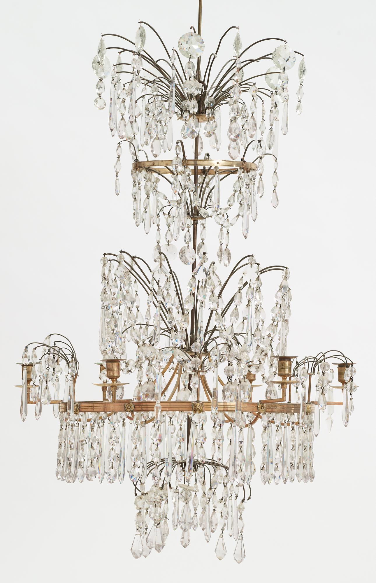 A Gustavian circa 1800 six-light chandelier.