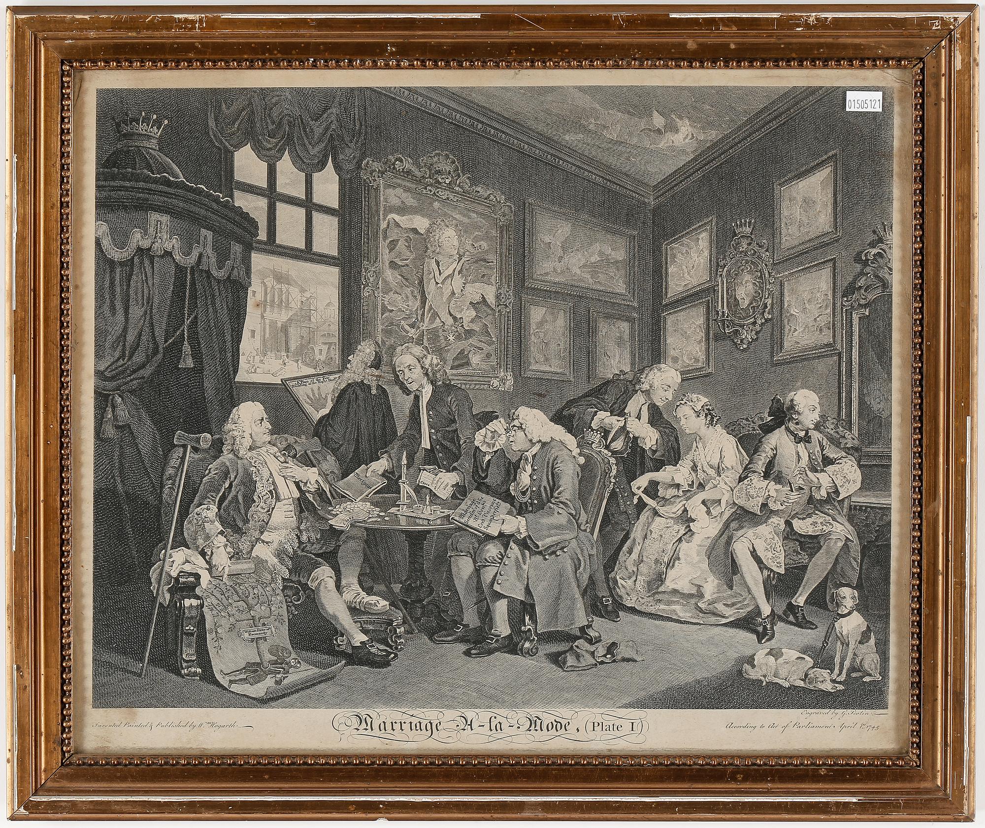 WILLIAM HOGARTH, 6 stycken, kopparstick, 1745.