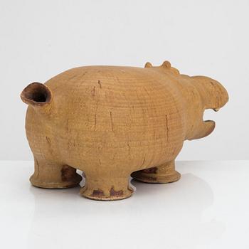 Teemu Luoto, sculpture, Hippo, ceramic, signed.