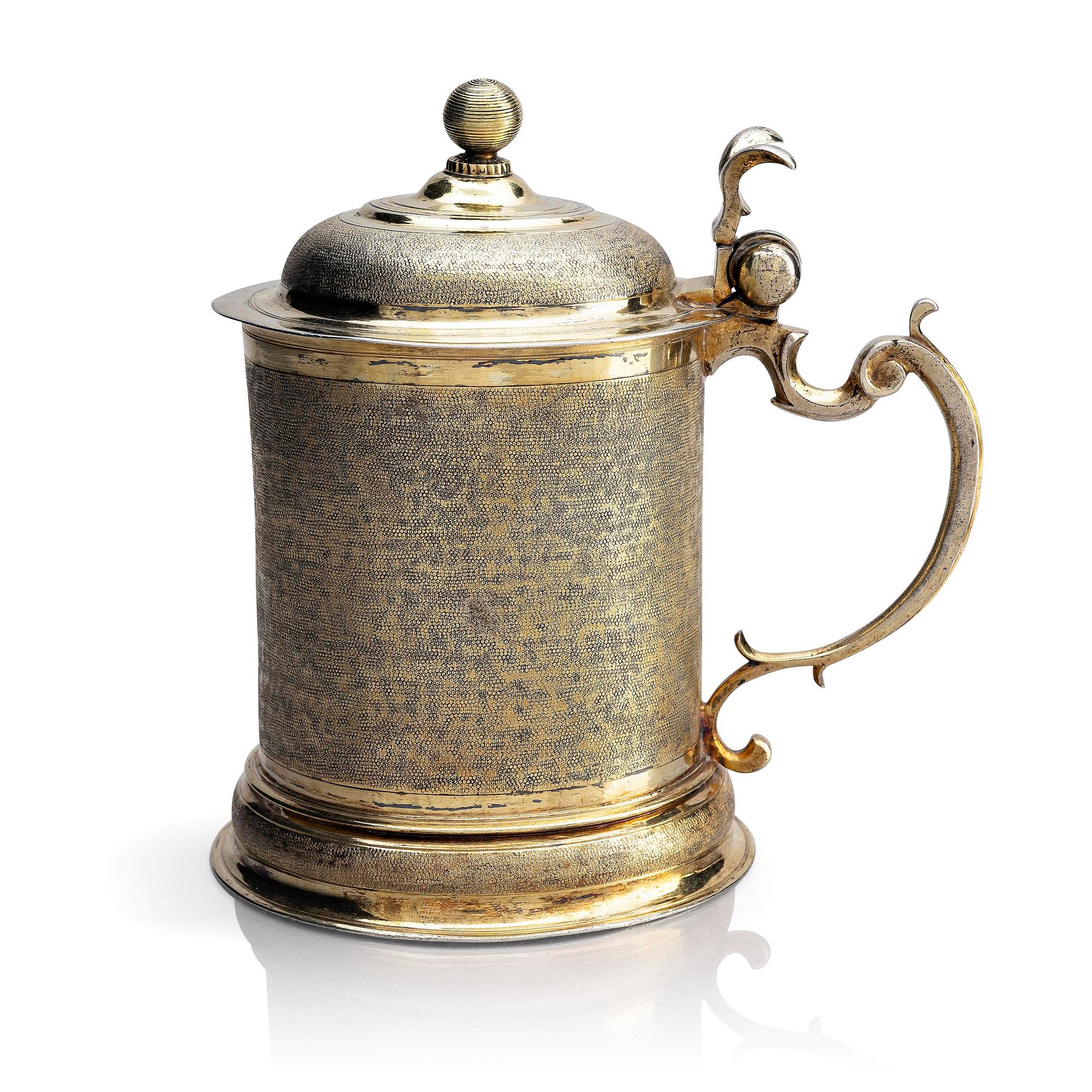 A German 17th century gilt-silver tankard, mark of Elias I Schifflen, Augsburg circa 1670.