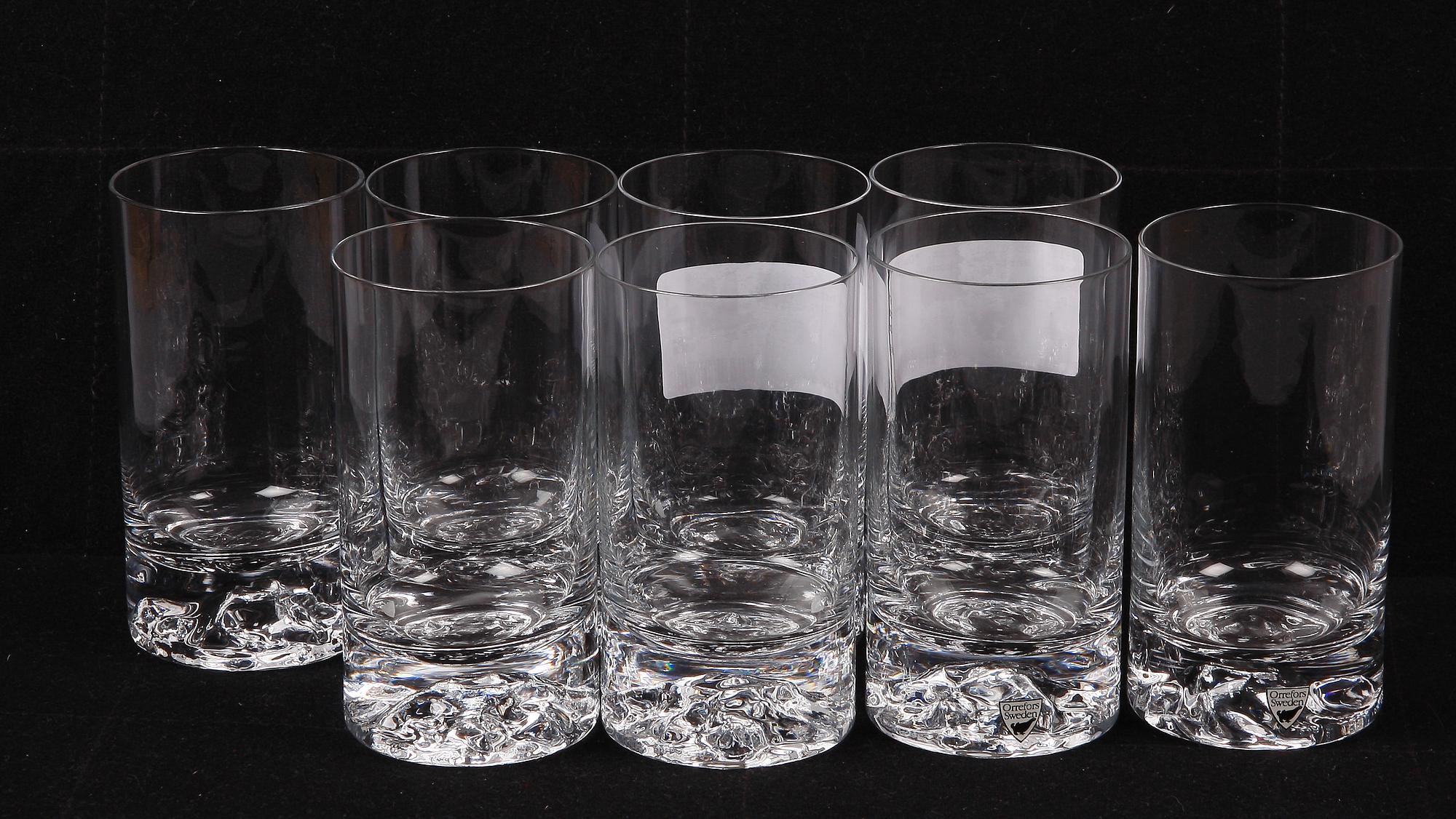 GROGGLAS, 8 st, "On the rocks", Martti Rytkönen, Orrefors, 2000-tal.