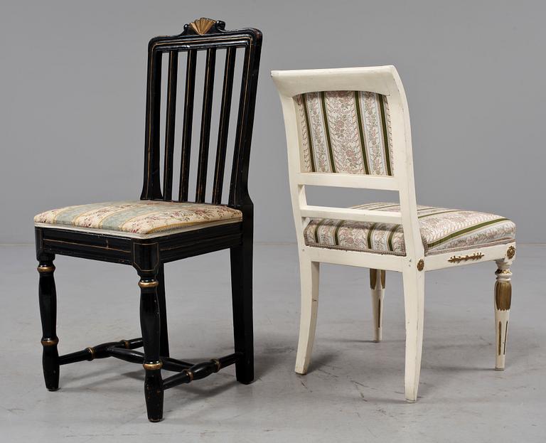 STOLAR, 4 + 1 st, gustavianska, omkring sekelskiftet 1800.