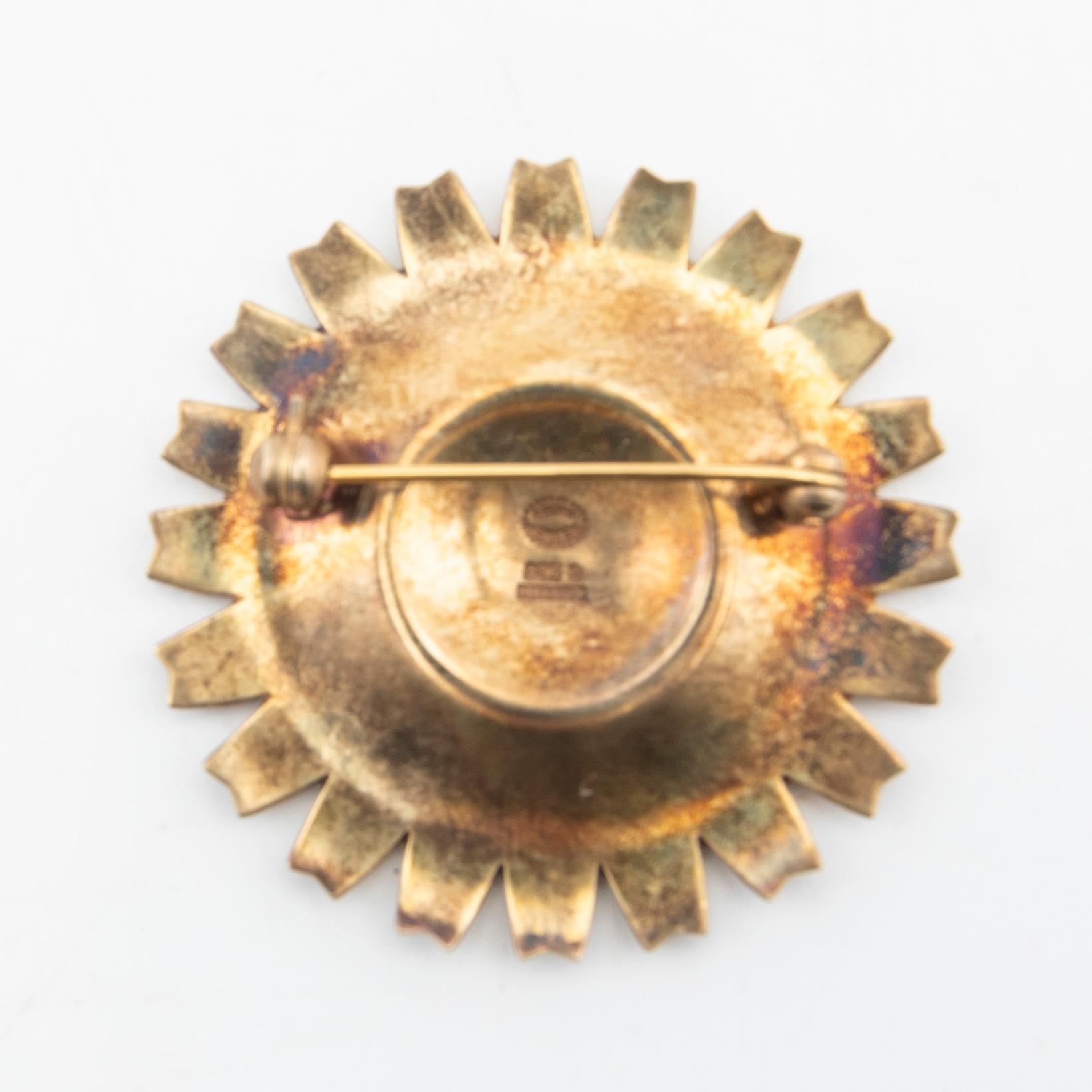 Brooch, gilded silver and enamel, "Daisy", A. Michelsen, for Georg Jensen, Denmark.