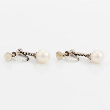 Old cut diamond and pearl earrings.