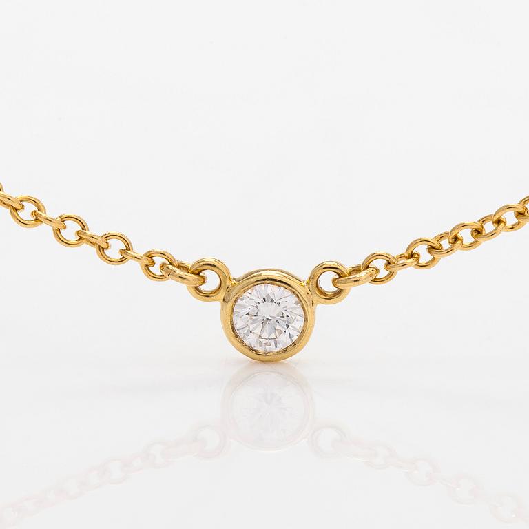 Tiffany & Co, Elsa Peretti, halsband, "Diamonds by the Yard", 18K guld med en briljantslipad diamant.