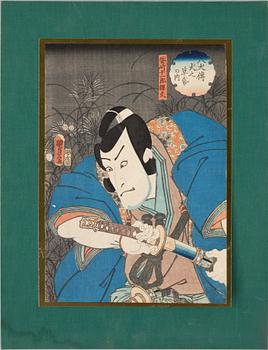 KUNISADA TOYOKUNI III, träsnitt, 3 st, 1800-tal.