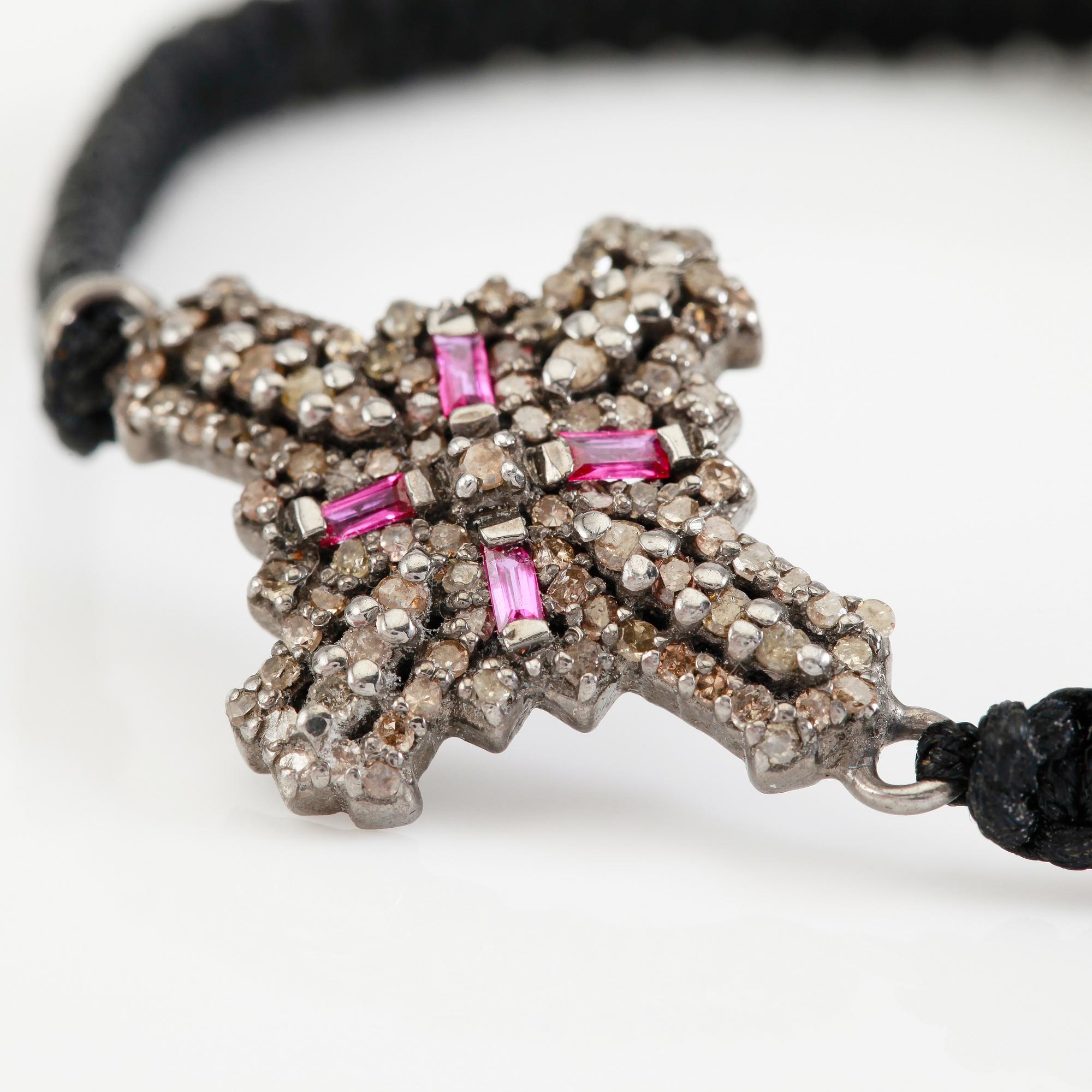 ARMBAND, silver, diamanter och rubiner.