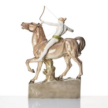 Adolphe-Jean Lavergne, a ceramic sulpture of a hunting Diana, Goldscheider, Wien, ca 1922-41.