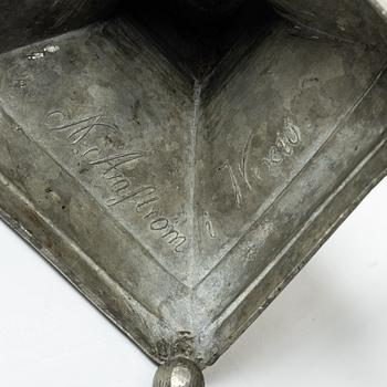 A pair of Swedish pewter candlesticks, marks of Nicklas Anström, Växjö (active 1817-1844).