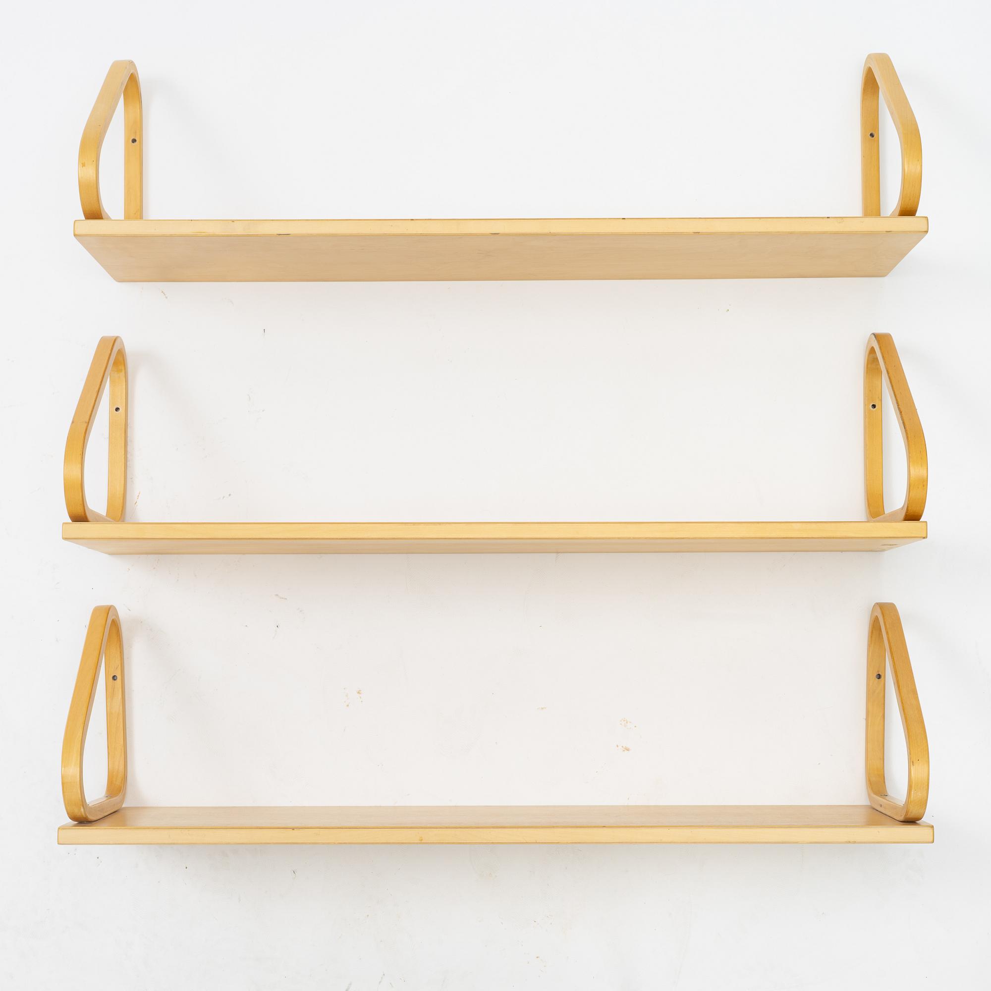 Alvar Aalto, three console shelves, model 112B, Artek, Finland.
