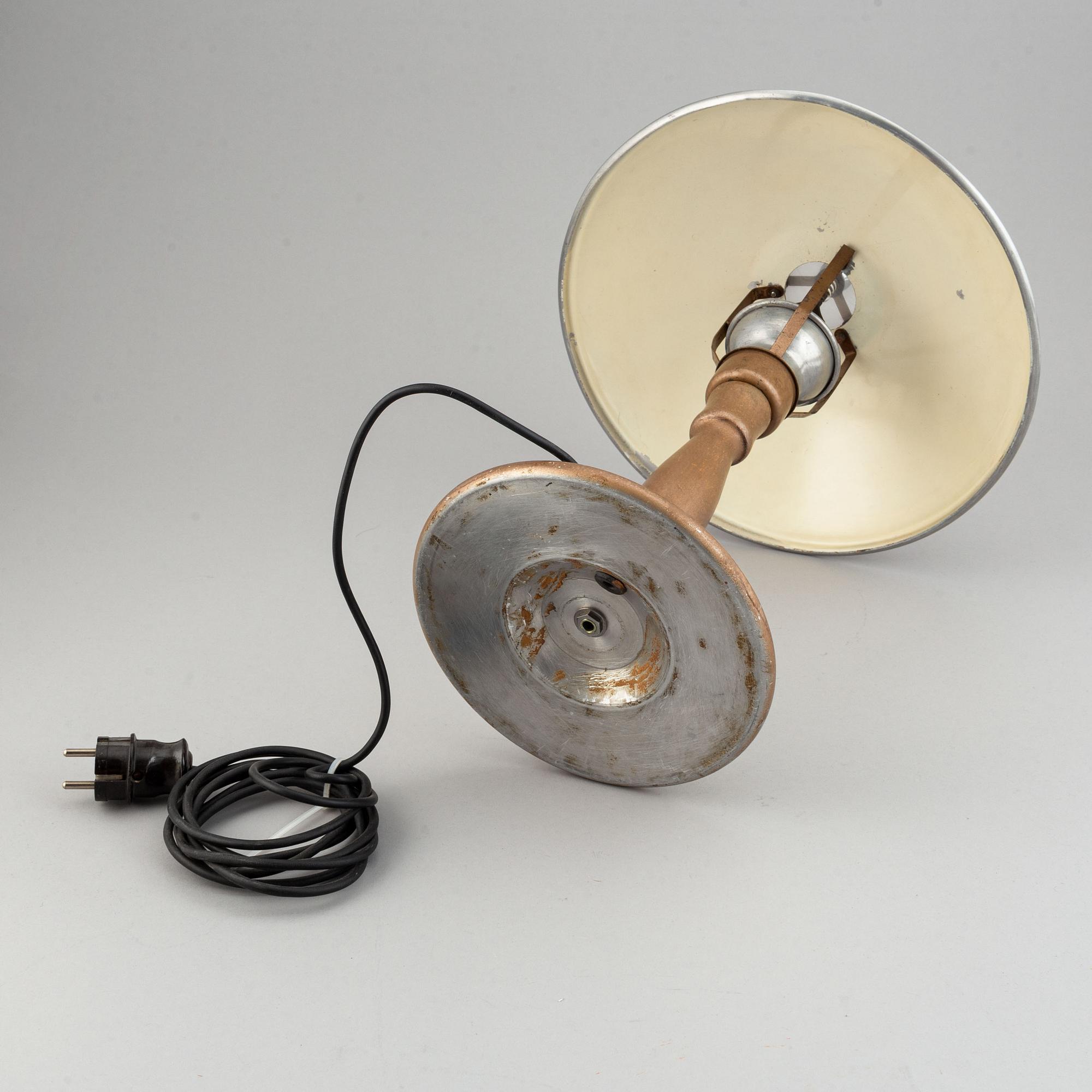 An aluminium table light, 20th Century.