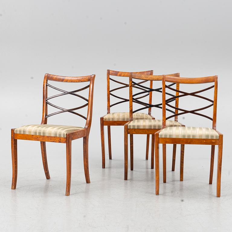 Carl Malmsten, Four chairs, Swedish Grace, Svenska Möbelfabrikerna Bodafors, 1920s.