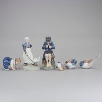 FIGURINER, 6 st, porslin, Royal Copenhagen och Bing & Gröndahl, Köpenhamn, Danmark.