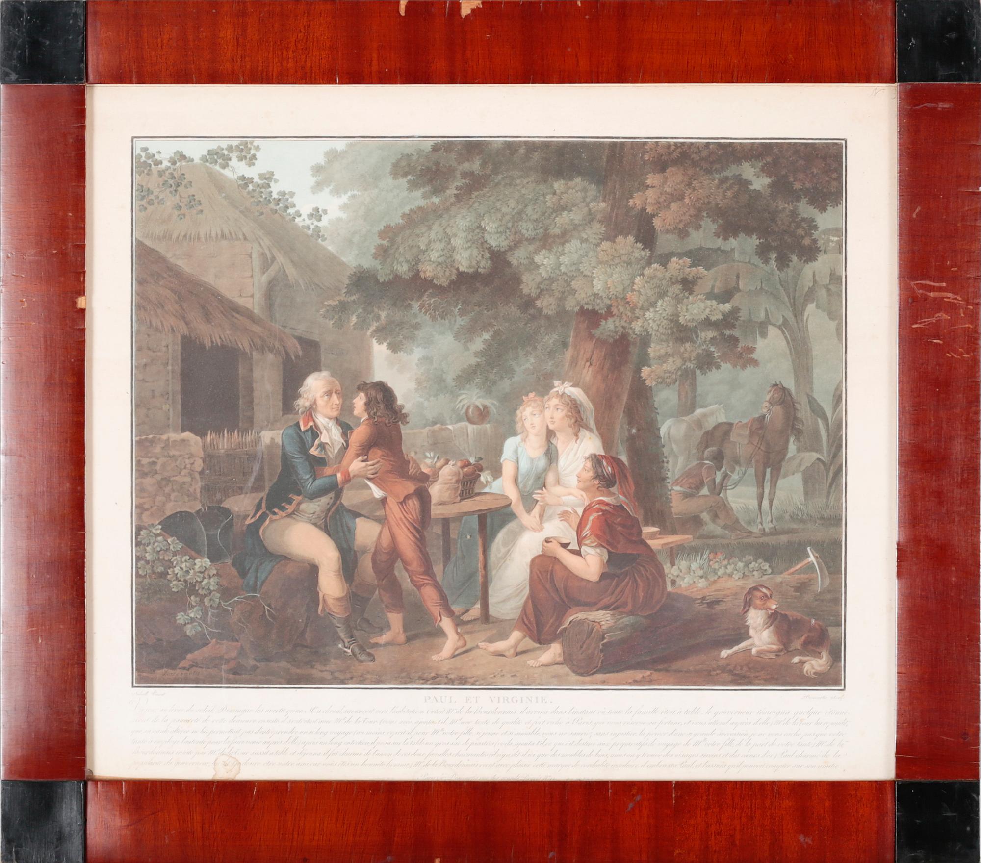 Six etchings in color by Charles-Melchior Descourtis after Jean-Frederic Schall, 18th or 19th century.