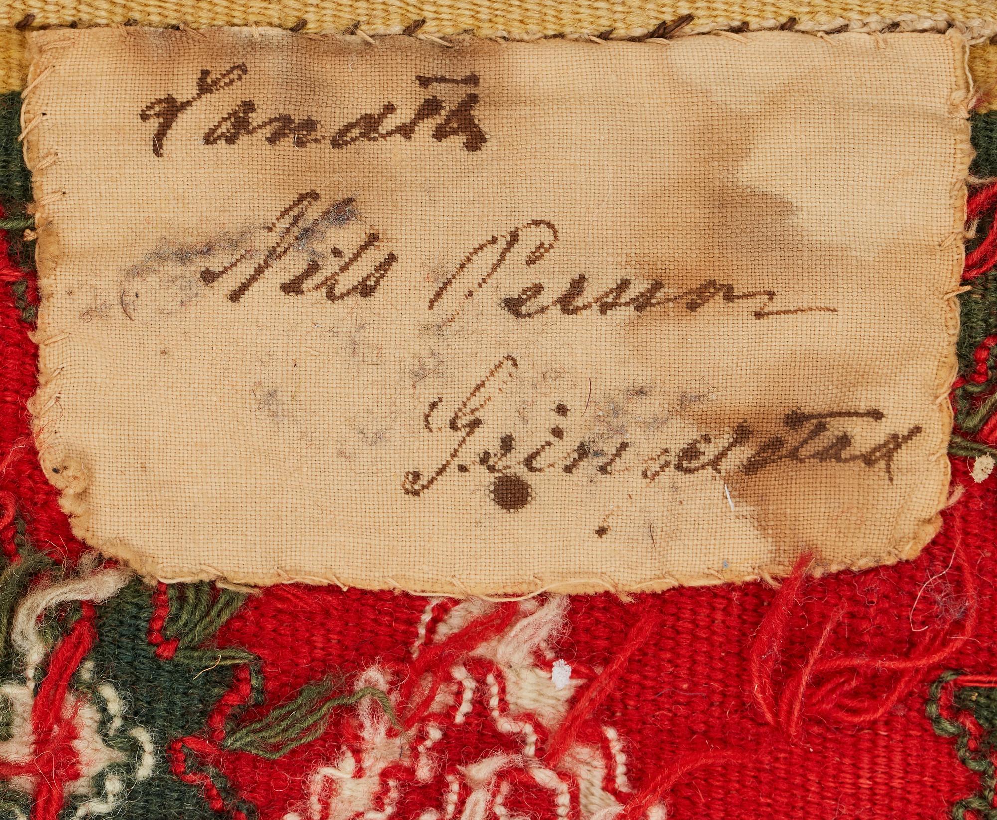 A BED COVER, flat weave, ca 183 x 134,5 cm, Scania  (Skåne) 1853.