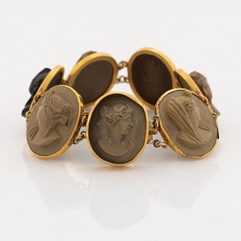 Gold and lava cameo bracelet.