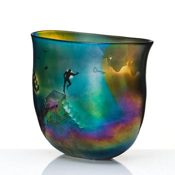 Bertil Vallien, a unique blasted glass vase, Kosta Boda, Sweden.