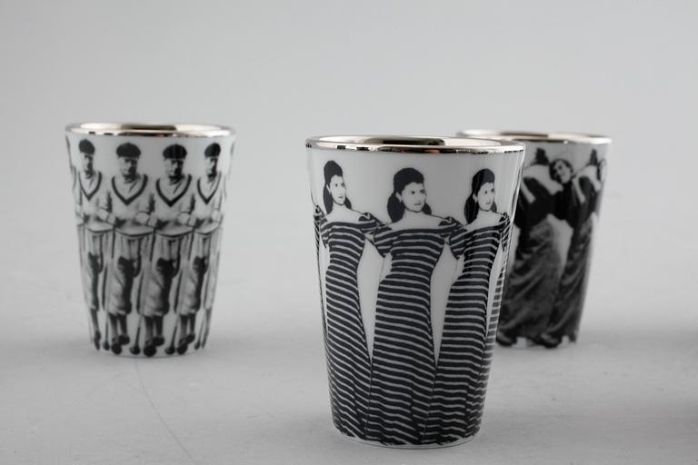 Eight porcelain shot glasses by Åsa Lindström for Rörstrand, 21th century.