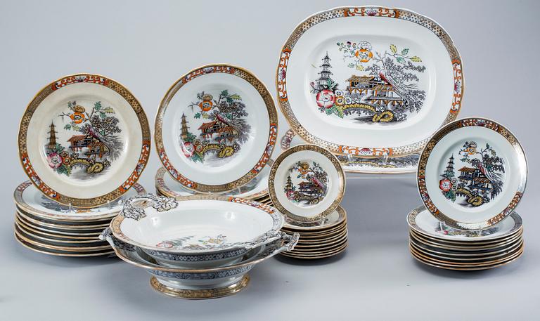 SERVISDELAR, "Japan", 49 delar, flintgods, Rörstrand, 1900-talets början.