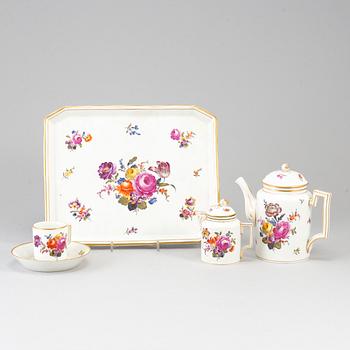 A group of four porcelain tea and coffe service, Germany,  19th century.