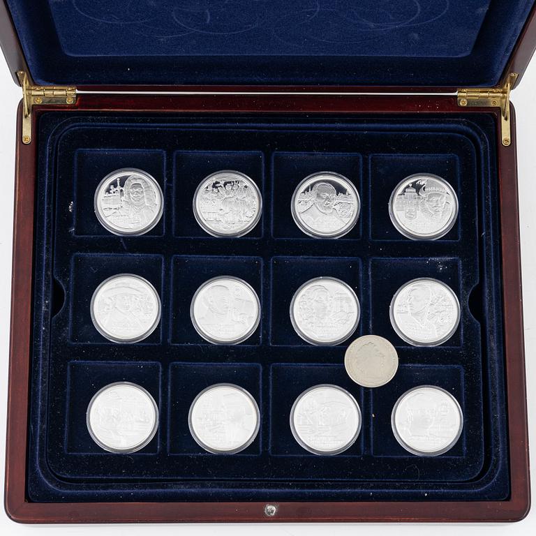 36 commemorative silver coins, 'Kungariket Sverige'.
