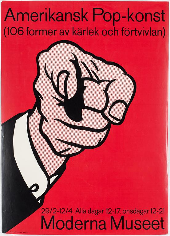 ROY LICHTENSTEIN, efter, utställningsaffisch, Moderna Museet Stockholm.