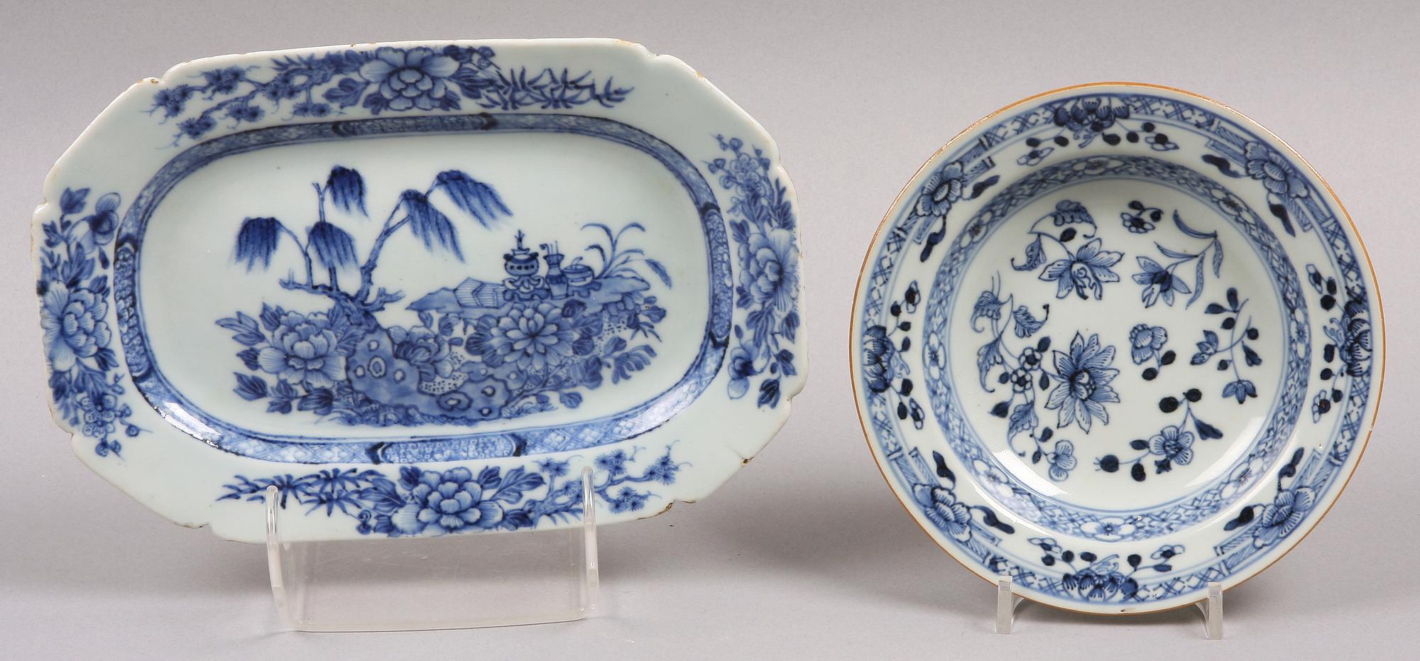 FAT samt TALLRIK, porslin, Kina, 1700/1800-tal.