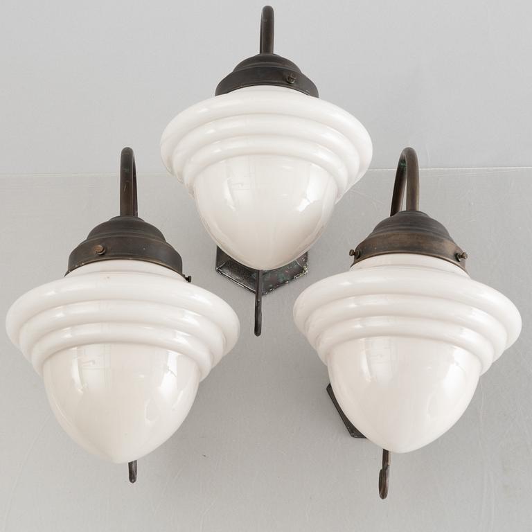 Three Jugend-style wall lights, mid 20th century.