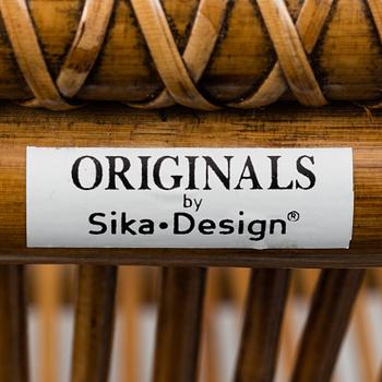 A pair of bamboo and rattan easy chairs, Sika-Design.