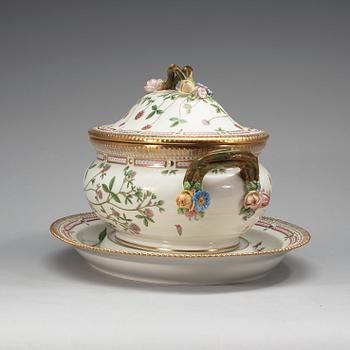 A Royal Copenhagen 'Flora Danica' soup tureen with cover and stand, Denmark, 20th Century.