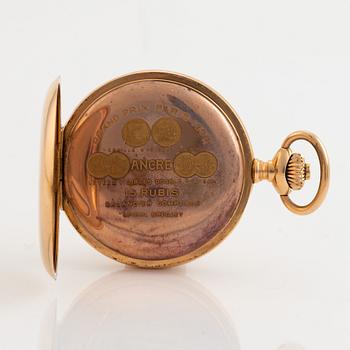 Pocket watch, Zenith, 18K gold, hunter, 52 mm.