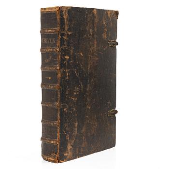 Karl XII:s stora kyrkobibel (bokstavligen i detta fall), 1702-3, Biblia, thet är all then heliga skrift på swensko.