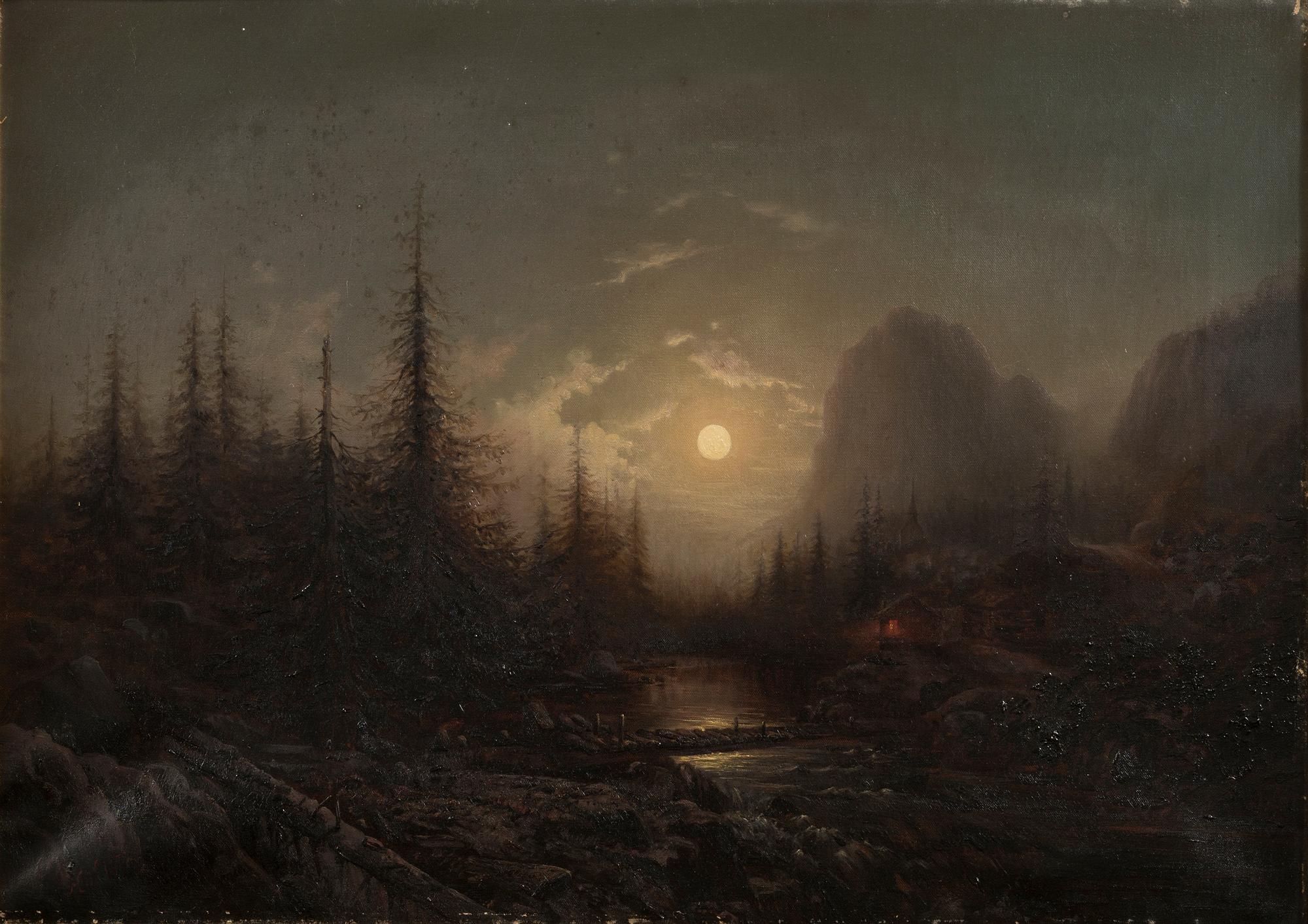 OKÄND KONSTNÄR 1800-TAL, Dusseldorfskolan, olja på duk, otydligt signerad.